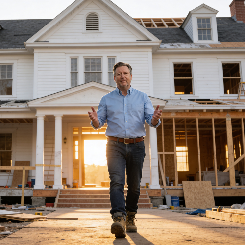Ed Mathews at a construction site